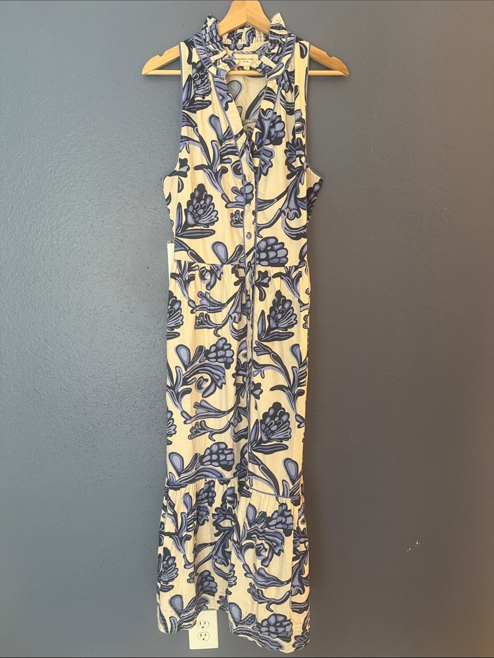 Elizabeth and James Cream Maxi Dress with Blue Floral Print - Picture 8 of 9